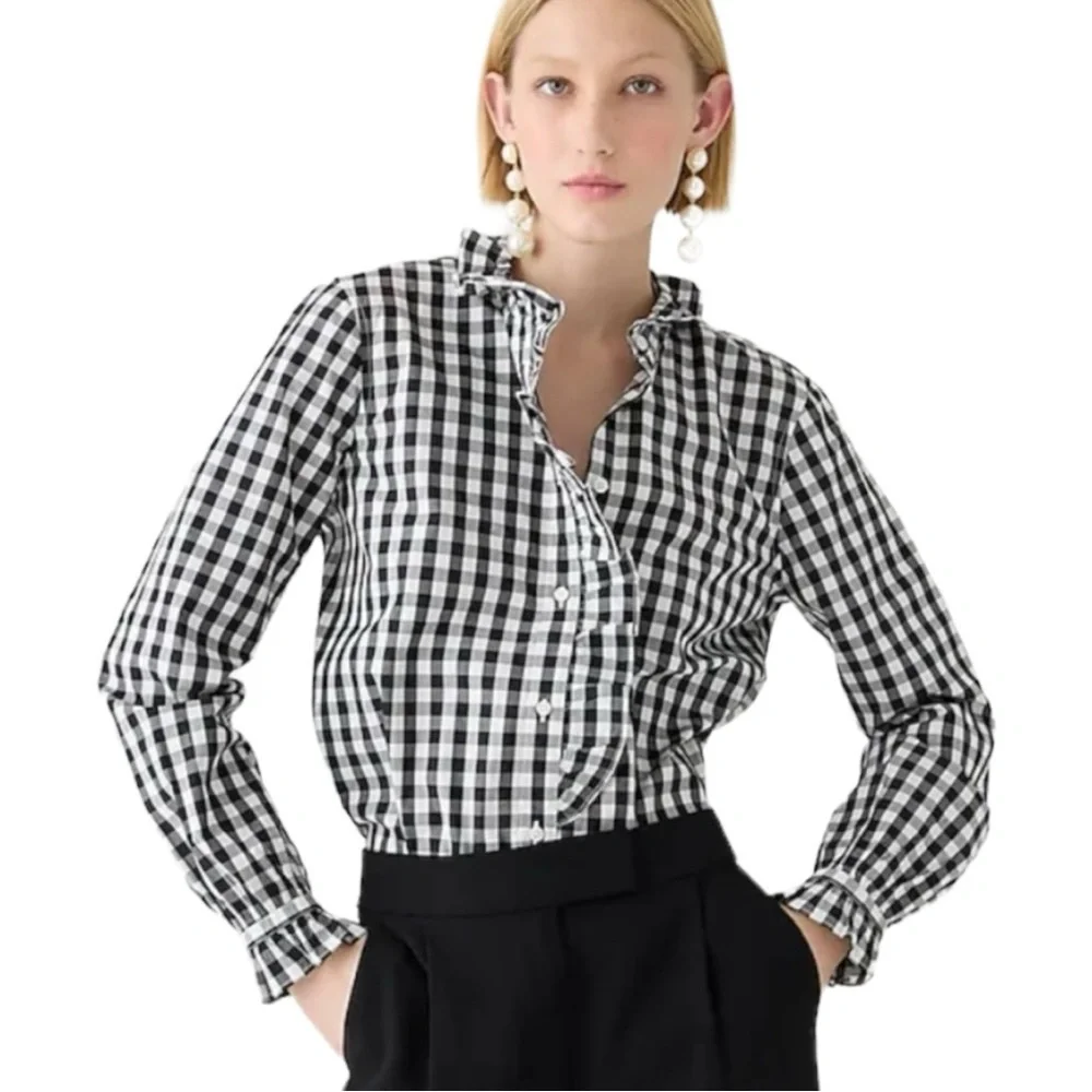 J Crew Cottage cotton poplin top gingham BP623 (2023 style) - Picture 1 of 14